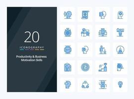 20 Productivity And Business Motivation Skills Blue Color icon for presentation vector