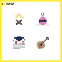 Mobile Interface Flat Icon Set of 4 Pictograms of burn material pollution toy printer Editable Vector Design Elements