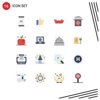 Modern Set of 16 Flat Colors and symbols such as computer food motor education medical Editable Pack of Creative Vector Design Elements