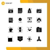 Solid Glyph Pack of 16 Universal Symbols of doctor year bag date year Editable Vector Design Elements