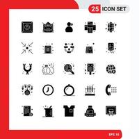 Set of 25 Commercial Solid Glyphs pack for new chinese man printer office Editable Vector Design Elements