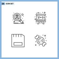 Set of 4 Modern UI Icons Symbols Signs for infect computers virus education gadget Editable Vector Design Elements