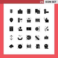 Modern Set of 25 Solid Glyphs Pictograph of camcorder document decoration data content Editable Vector Design Elements