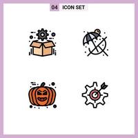 4 Filledline Flat Color concept for Websites Mobile and Apps box halloween package relax avatar Editable Vector Design Elements