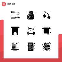 Set of 9 Modern UI Icons Symbols Signs for marketplace building newsletter cherry summer Editable Vector Design Elements