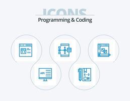 Programming And Coding Blue Icon Pack 5 Icon Design. develop. app. develop. development. css vector