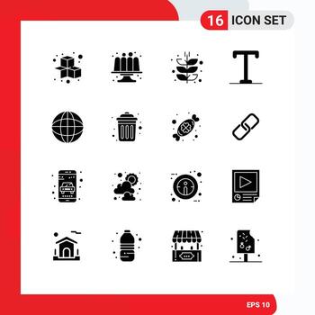 16 Universal Solid Glyphs Set for Web and Mobile Applications location text agriculture semi bold harvesting Editable Vector Design Elements