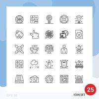 Modern Set of 25 Lines Pictograph of connect ui process canceled microbiology Editable Vector Design Elements