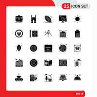 Universal Icon Symbols Group of 25 Modern Solid Glyphs of brightness networking pants mobile football Editable Vector Design Elements