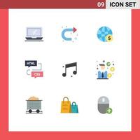 Set of 9 Modern UI Icons Symbols Signs for flowchart develop right coding money Editable Vector Design Elements