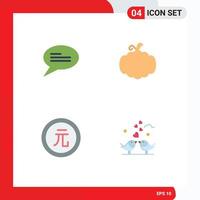 4 Thematic Vector Flat Icons and Editable Symbols of chat currency cucurbit canada value Editable Vector Design Elements