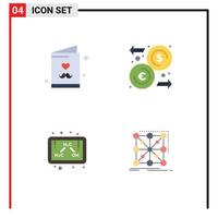 Modern Set of 4 Flat Icons Pictograph of dad ethanol card money study Editable Vector Design Elements