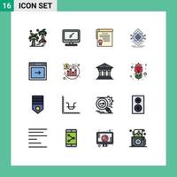 Universal Icon Symbols Group of 16 Modern Flat Color Filled Lines of science data imac computing degrees Editable Creative Vector Design Elements