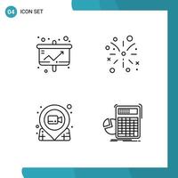 4 Creative Icons Modern Signs and Symbols of business location presentation fire work pin Editable Vector Design Elements