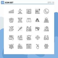 Set of 25 Modern UI Icons Symbols Signs for call dome document construction base Editable Vector Design Elements