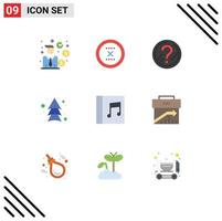 Group of 9 Flat Colors Signs and Symbols for album up interface arrows solution Editable Vector Design Elements