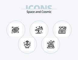 Space Line Icon Pack 5 Icon Design. sputnik. satellite. saturn. telecommunication. network vector