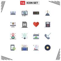 Set of 16 Modern UI Icons Symbols Signs for devices card security house computer Editable Pack of Creative Vector Design Elements