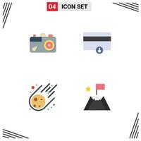 Pack of 4 Modern Flat Icons Signs and Symbols for Web Print Media such as camera meteorite picture payment achievement Editable Vector Design Elements