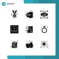 9 Creative Icons Modern Signs and Symbols of graph wireframe out player printer Editable Vector Design Elements