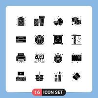 User Interface Pack of 16 Basic Solid Glyphs of man accessories lemon sleep pillow Editable Vector Design Elements