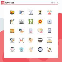 User Interface Pack of 25 Basic Flat Colors of illustration artwork negative tape bulb shuttlecock Editable Vector Design Elements