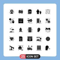 Pack of 25 creative Solid Glyphs of moon parental control photo father child Editable Vector Design Elements