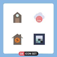 Group of 4 Flat Icons Signs and Symbols for education mortgage science co calculator Editable Vector Design Elements