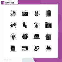 Set of 16 Modern UI Icons Symbols Signs for agriculture done amanas business contract Editable Vector Design Elements