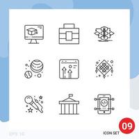 Group of 9 Outlines Signs and Symbols for business arrow design planets planets astronomy Editable Vector Design Elements