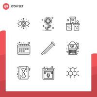 9 Universal Outlines Set for Web and Mobile Applications audio marketing box seo product Editable Vector Design Elements