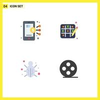 Pack of 4 creative Flat Icons of digital network share hobby security Editable Vector Design Elements