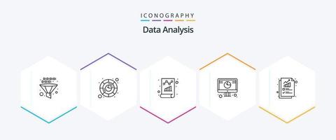 Data Analysis 25 Line icon pack including graph. database. graph. online analysis. monitoring vector