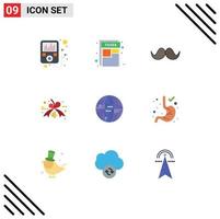 conjunto de colores planos de interfaz móvil de 9 pictogramas de elementos de diseño de vector editables de venta mundial de movember de internet de globo