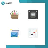 Mobile Interface Flat Icon Set of 4 Pictograms of basket email nature plug mail Editable Vector Design Elements