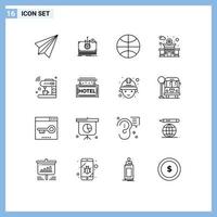 16 Creative Icons Modern Signs and Symbols of internet station transfer police holiday Editable Vector Design Elements