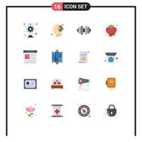 Pictogram Set of 16 Simple Flat Colors of page app dumbbell heart strawberry Editable Pack of Creative Vector Design Elements