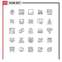 Pictogram Set of 25 Simple Lines of multimedia transport computers old transportation gadget Editable Vector Design Elements