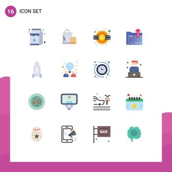 16 colores planos universales establecidos para aplicaciones web y móviles aceleran el servicio de almacenamiento de cohetes dacoment paquete editable de elementos de diseño de vectores creativos