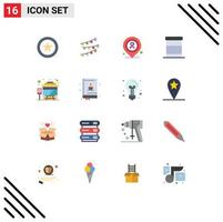 conjunto de 16 iconos de interfaz de usuario modernos signos de símbolos para hornear parada hospital autobús comida paquete editable de elementos de diseño de vectores creativos