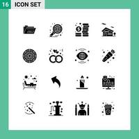 Modern Set of 16 Solid Glyphs Pictograph of food house report home management Editable Vector Design Elements