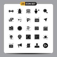 Mobile Interface Solid Glyph Set of 25 Pictograms of magnify general house padlock human Editable Vector Design Elements