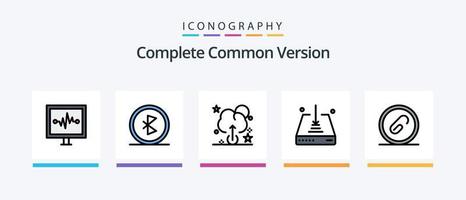 línea de versión común completa llena de 5 paquetes de iconos que incluyen puntero. ratón. web. cursor. salvar. diseño de iconos creativos vector