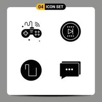 Universal Icon Symbols Group of 4 Modern Solid Glyphs of games sound things office wave Editable Vector Design Elements