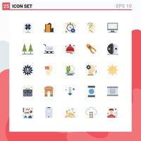 Group of 25 Modern Flat Colors Set for computer confuse mind real estate confuse brain timer Editable Vector Design Elements