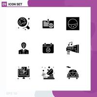 Universal Icon Symbols Group of 9 Modern Solid Glyphs of easter calender machine growth success Editable Vector Design Elements