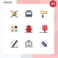 9 Creative Icons Modern Signs and Symbols of firefighter data paint brush folder exchange Editable Vector Design Elements