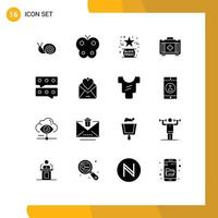 16 iconos creativos signos y símbolos modernos de conversación bolsa de salud bolsa negra estrella elementos de diseño vectorial editables vector