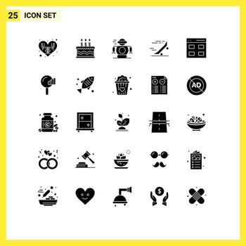 User Interface Pack of 25 Basic Solid Glyphs of interface communication robotic skateboard riding Editable Vector Design Elements