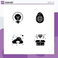 Group of Solid Glyphs Signs and Symbols for bulb up solution easter egg box Editable Vector Design Elements